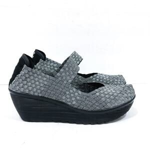 Nine West Kiley Wedge Silver Woven Mary Jane